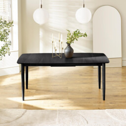 Leif Rectangular Black Solid Wood Large Extending 6-8 Seater Dining Table - thumbnail 1