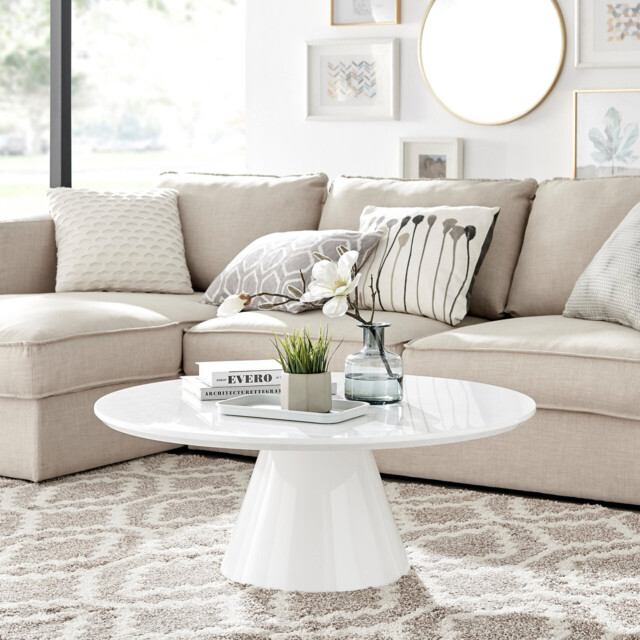 Palma Round White High Gloss Coffee Table - image 1