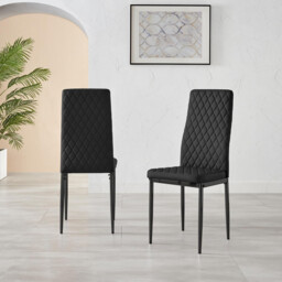 4x Milan Black Hatched Faux Leather Dining Chairs Black Legs - thumbnail 3