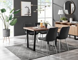 Kylo Brown Wood Effect Dining Table & 4 Pesaro Silver Chairs - thumbnail 1