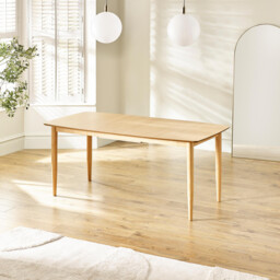 Leif Rectangular Oak Veneer Wood Large Extending 6-8 Seater Dining Table - thumbnail 3