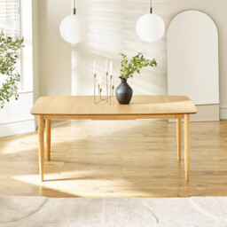 Leif Rectangular Oak Veneer Wood Large Extending 6-8 Seater Dining Table - thumbnail 2
