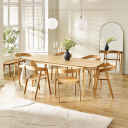 Leif Rectangular Oak Veneer Wood Large Extending 6-8 Seater Dining Table - thumbnail 1