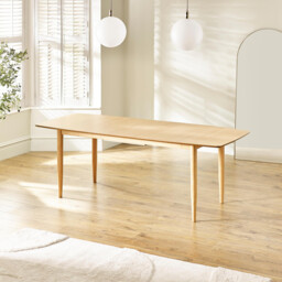 Leif Rectangular Oak Veneer Wood Large Extending 6-8 Seater Dining Table - thumbnail 4
