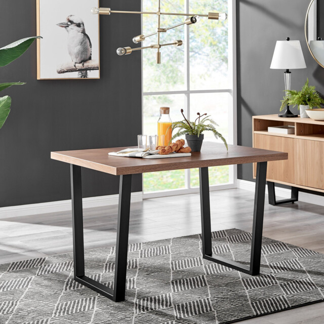 Kylo Rectangular Brown Wood Veneer 4 Seater Dining Table - image 1