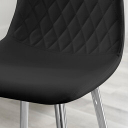 2x Corona Black Faux Leather Counter Stools Silver Legs - thumbnail 3