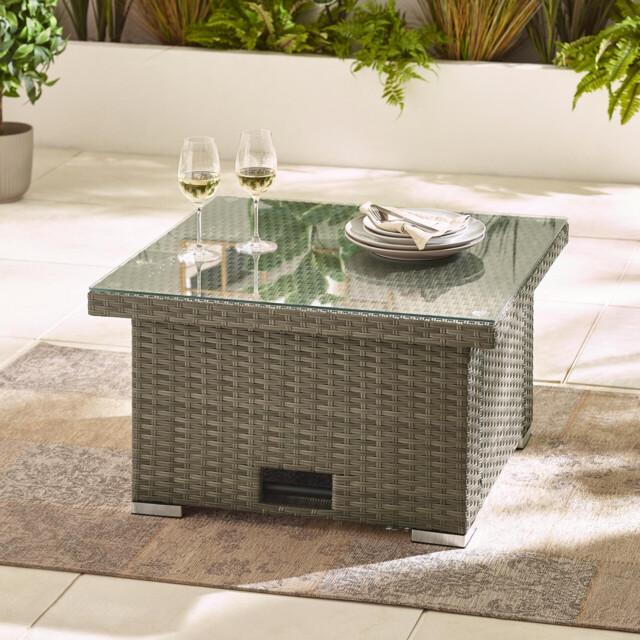 Orlando Grey Rattan Rising Garden Coffee to Dining Table - image 1