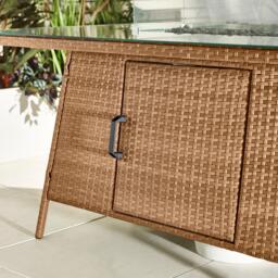 Furniturebox Marbella 6 Seat Firepit Table Garden Dining Set, Rattan in Beige - Size: 100x74x150 cm - thumbnail 9