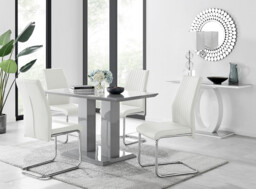 Imperia 4 Modern Grey High Gloss Dining Table And 4 Stylish Lorenzo Chrome Dining Chairs Set - thumbnail 4
