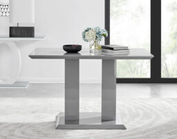 Imperia 4 Modern Grey High Gloss Dining Table And 4 Stylish Lorenzo Chrome Dining Chairs Set - thumbnail 3