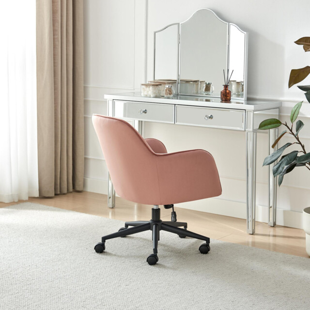 Vivienne Pink Velvet Swivel Office Chair - image 1