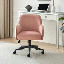 Vivienne Pink Velvet Swivel Office Chair - thumbnail 2