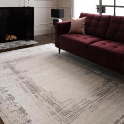 Strata Grey & Cream Sketched Border Rug