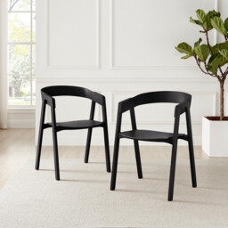 Leif Black Wooden Rectangular Extending Table & 6 Masa Black Dining Chairs - thumbnail 2