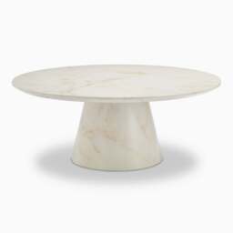 Furniturebox Palma Round Cream Marble Effect Coffee Table, Engineered Wood in Cream/White - Size: 90x35x90 cm - thumbnail 3