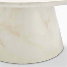 Furniturebox Palma Round Cream Marble Effect Coffee Table, Engineered Wood in Cream/White - Size: 90x35x90 cm - thumbnail 5