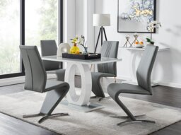 Giovani Grey White Modern High Gloss And Glass Dining Table And 4 Willow Chairs Set - thumbnail 1