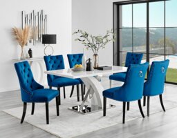 Atlanta 6 White Dining Table and 6 Belgravia Black Leg Chairs - thumbnail 1