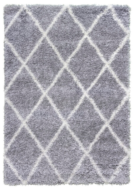 Fantasy Geometric Moroccan Trellis Rug in Light Grey and Cream - 150x80cm - image 1