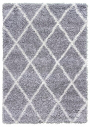 Fantasy Geometric Moroccan Trellis Rug in Light Grey and Cream - 150x80cm - thumbnail 1
