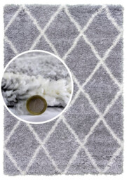 Fantasy Geometric Moroccan Trellis Rug in Light Grey and Cream - 150x80cm - thumbnail 3