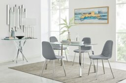 Cosmo Dining Table and 4 Corona Silver Leg Chairs