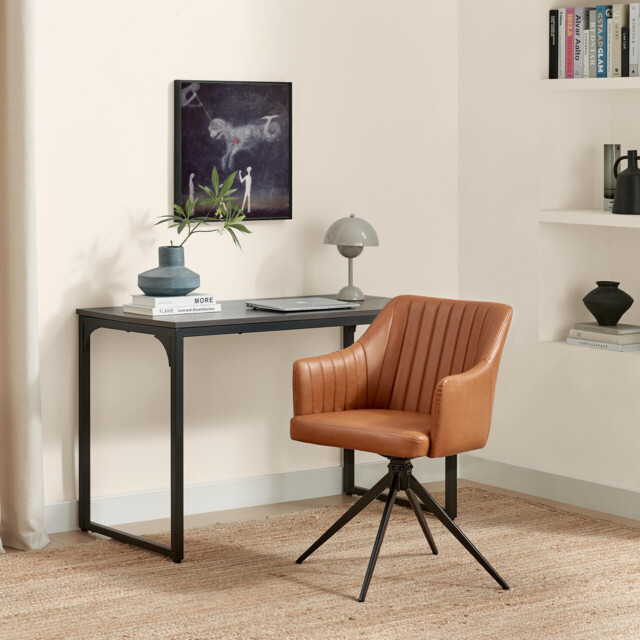 Calla Tan Faux Leather Swivel Office Chair - image 1
