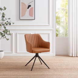 Calla Tan Faux Leather Swivel Office Chair - thumbnail 2