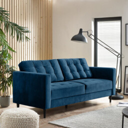 Jolene Navy Blue Velvet 3 Seater Sofa