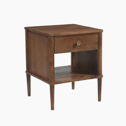 Matterhorn 1 Drawer Square Walnut Wood Bedside Table - thumbnail 3