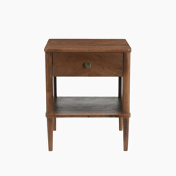 Matterhorn 1 Drawer Square Walnut Wood Bedside Table - thumbnail 4