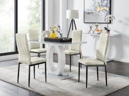 Giovani 4 Grey Dining Table & 4 Velvet Milan Black Leg Chairs - thumbnail 1