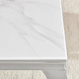 Skye Rectangular White Marble Glass and Metal Coffee Table - thumbnail 4