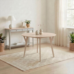 Lynton Round Whitewashed Wood 4-6 Seater Dining Table - thumbnail 1