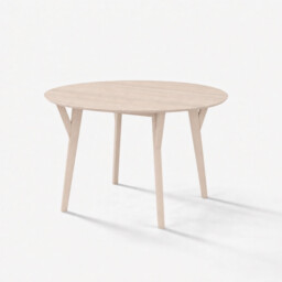 Lynton Round Whitewashed Wood 4-6 Seater Dining Table - thumbnail 3