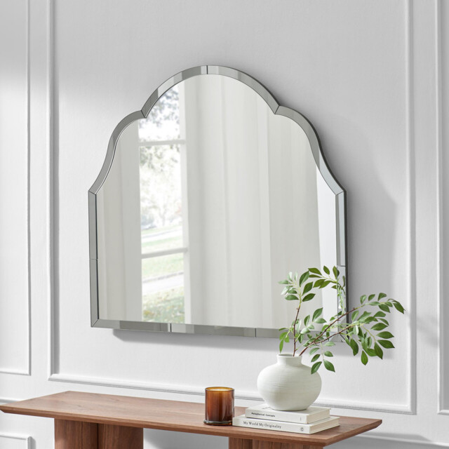 Opaline Grey Ornate Large Arch Wall Mirror - image 1