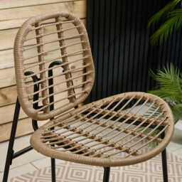 Belize Beige Rattan & Black 2 Seat Garden Bar Table Set - thumbnail 4
