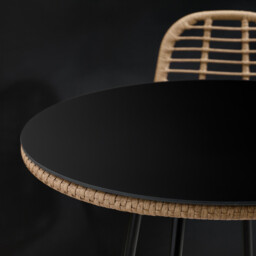 Belize Beige Rattan & Black 2 Seat Garden Bar Table Set - thumbnail 3