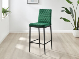 2x Milan Green Velvet Counter Stools Black Legs - thumbnail 4