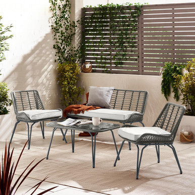 Lisbon Grey Rattan 4 Seat Garden Sofa & Chairs Set - image 1