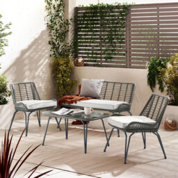 Lisbon Grey Rattan 4 Seat Garden Sofa & Chairs Set