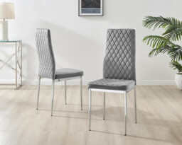 4x Milan Grey Hatched Velvet Dining Chairs Silver Legs - thumbnail 2