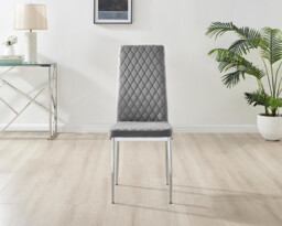 4x Milan Grey Hatched Velvet Dining Chairs Silver Legs - thumbnail 4