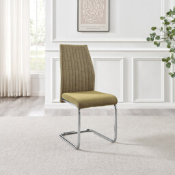 2x Lorenzo Sage Green Fabric Dining Chairs Silver Legs - thumbnail 2