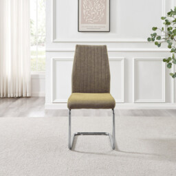 2x Lorenzo Sage Green Fabric Dining Chairs Silver Legs - thumbnail 3
