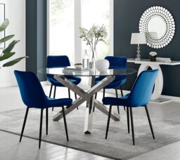 Vogue Round Dining Table and 4 Pesaro Black Leg Chairs - thumbnail 1