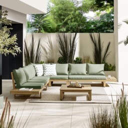 Brisa Teak Effect Wood & Green 8 Seat Garden Sofa Set - thumbnail 3