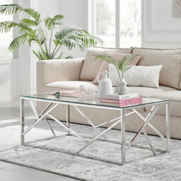Amalfi Rectangular Glass and Silver Coffee Table