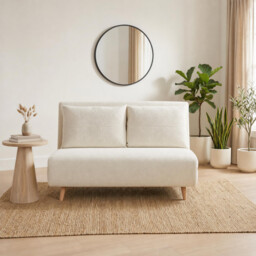 Bobby Off-White Boucle Fabric Double Folding Sofa Bed - thumbnail 2