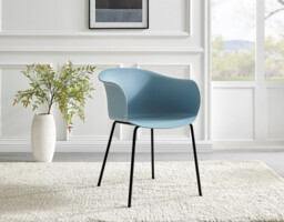 2x Harper Blue Plastic Dining Chairs Black Legs - thumbnail 3